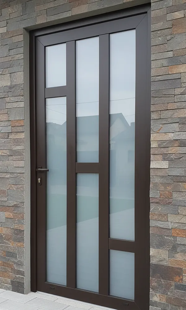 Современная входная дверь для коттеджа из профиля ТАТПРОФ TDS65 в цвете шоколад