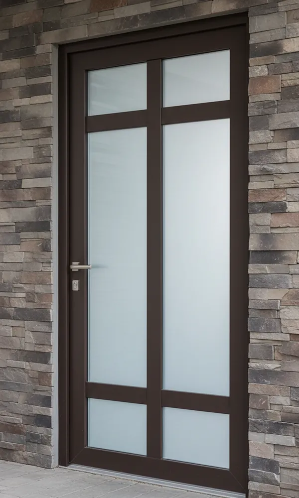 Входная дверь из алюминиевого профиля ТАТПРОФ TDS65 установленная в коттедже в Екатеринбурге