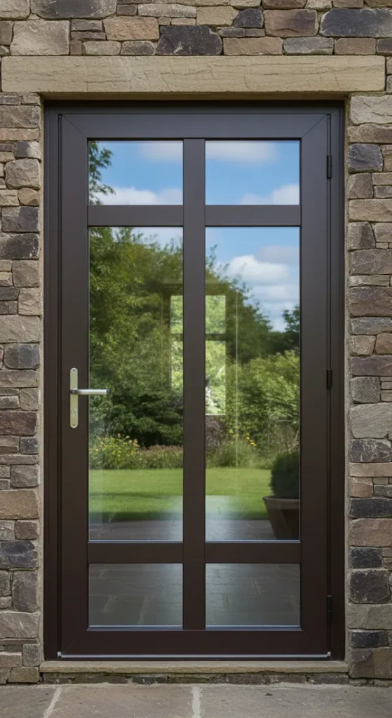 Парадная входная дверь из алюминиевого профиля ТАТПРОФ TDS65 в коттедже Екатеринбург